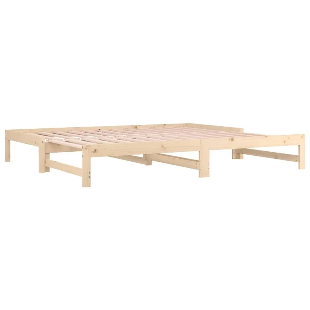 Pull-out Day Bed Frame Solid Pine Wood Slatted Base 90x190cm Brown