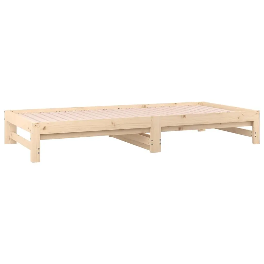 Pull-out Day Bed Frame Solid Pine Wood Slatted Base 90x190cm Brown