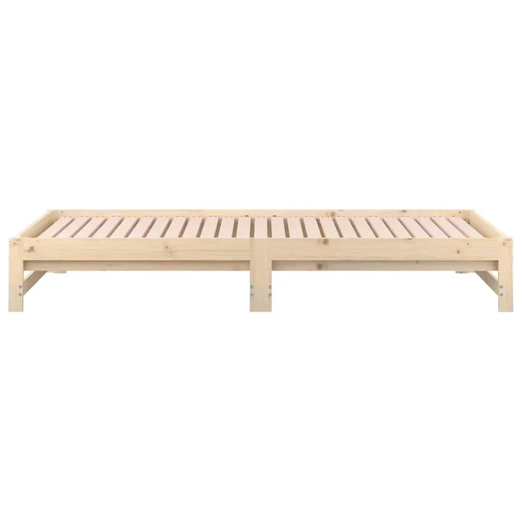 Pull-out Day Bed Frame Solid Pine Wood Slatted Base 90x190cm Brown
