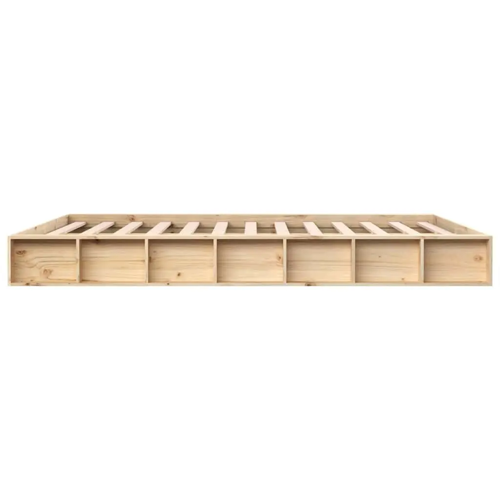 King Bed Frame 183x203cm Solid Pine Wood Slatted Base Brown Bedroom Furniture