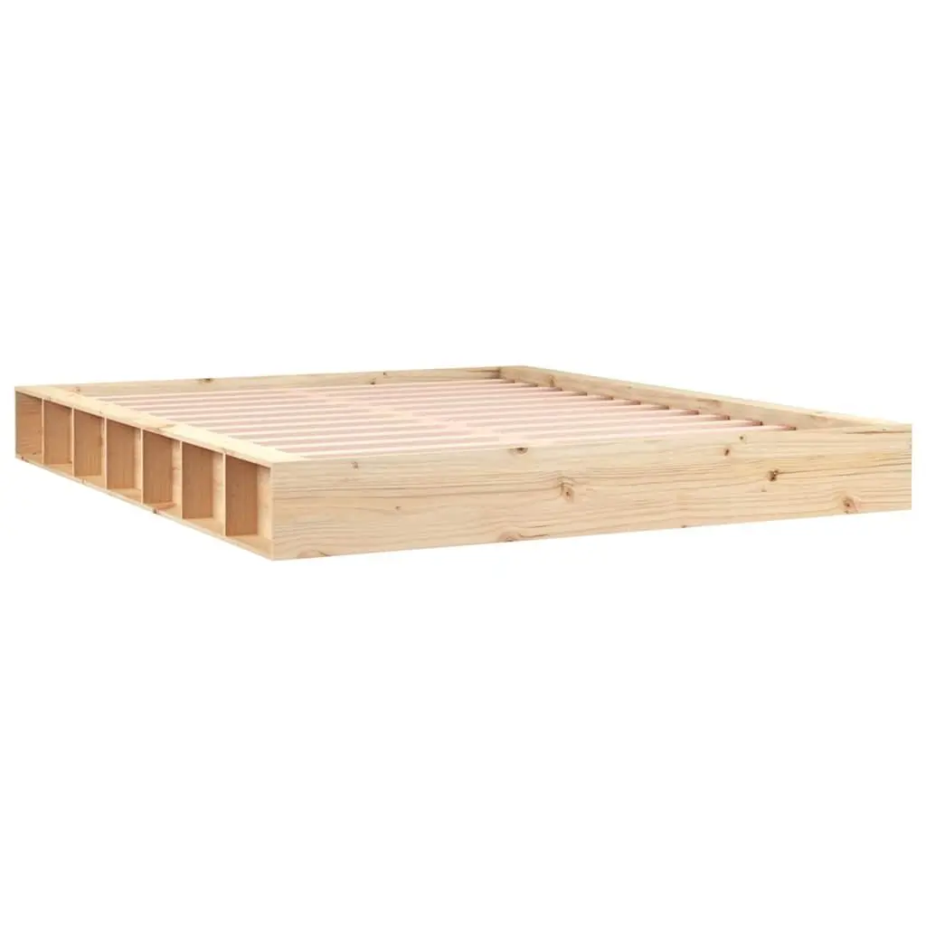 Bed Frame 150x200 cm Solid Pine Wood Slatted Base Brown Bedroom Furniture