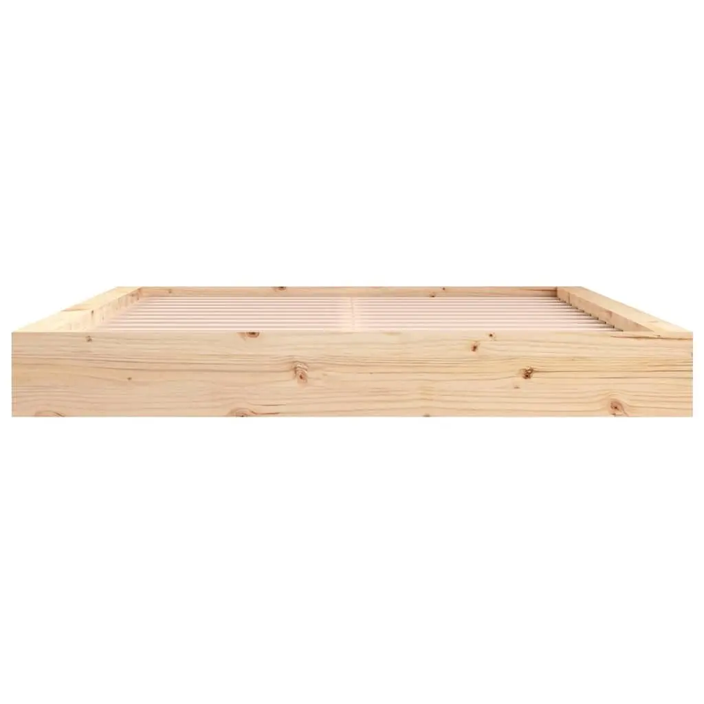 Bed Frame 150x200 cm Solid Pine Wood Slatted Base Brown Bedroom Furniture