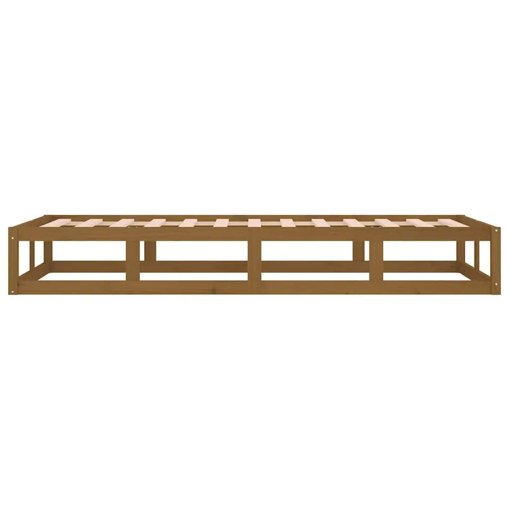 Single Bed Frame Brown 100x200 cm Solid Pine Wood with Plywood Slats for Bedroom Furniture