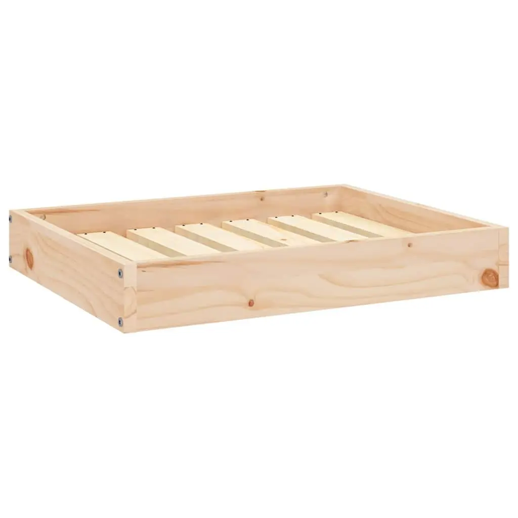 Dog Bed Solid Pine Wood Rectangular 61.5x49x9 cm Brown
