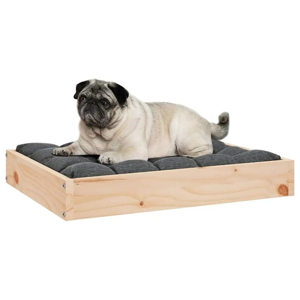 Dog Bed Solid Pine Wood Rectangular 61.5x49x9 cm Brown