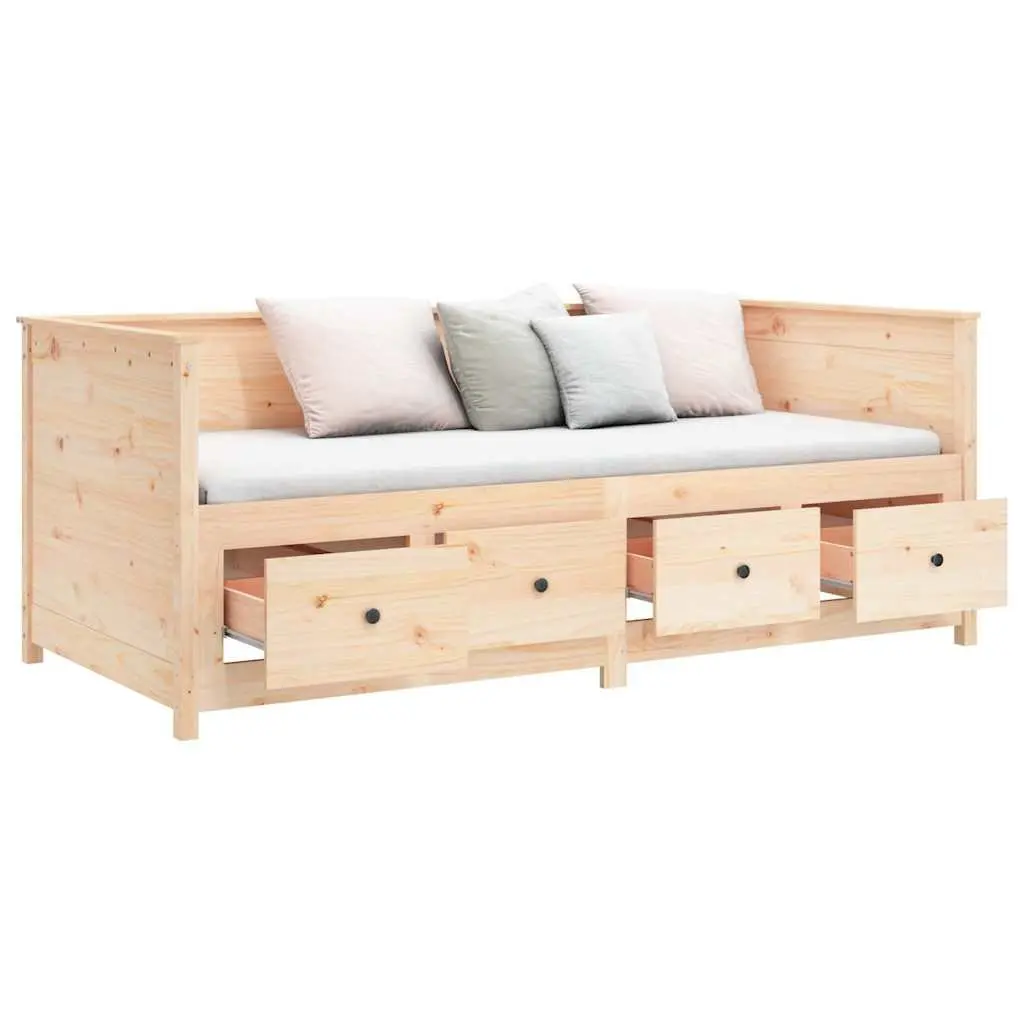Day Bed Solid Pine Wood Frame 80x200 cm with Storage Drawers Brown