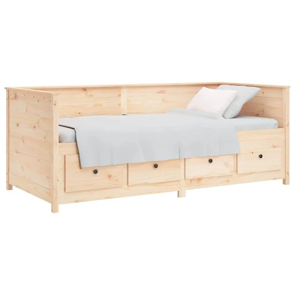 Day Bed Solid Pine Wood Frame 80x200 cm with Storage Drawers Brown