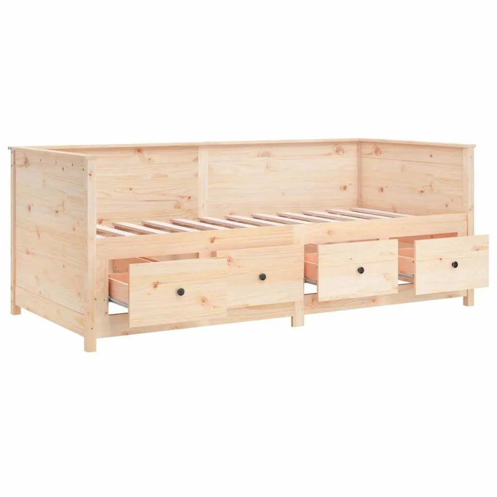 Day Bed Solid Pine Wood Frame 80x200 cm with Storage Drawers Brown