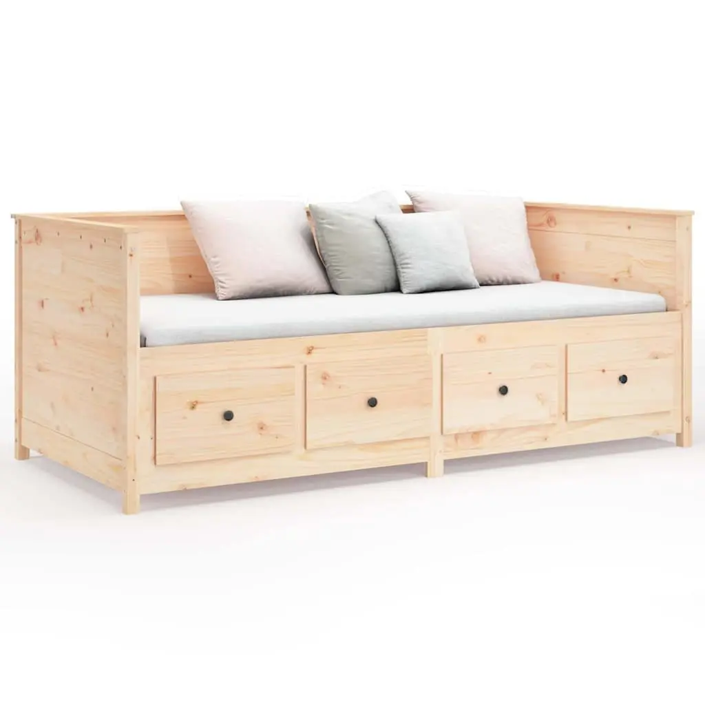 Day Bed Solid Pine Wood Frame 80x200 cm with Storage Drawers Brown