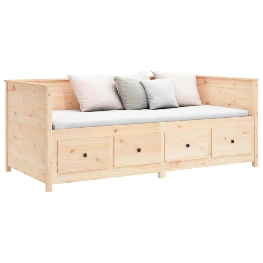 Day Bed Solid Pine Wood Frame 80x200 cm with Storage Drawers Brown