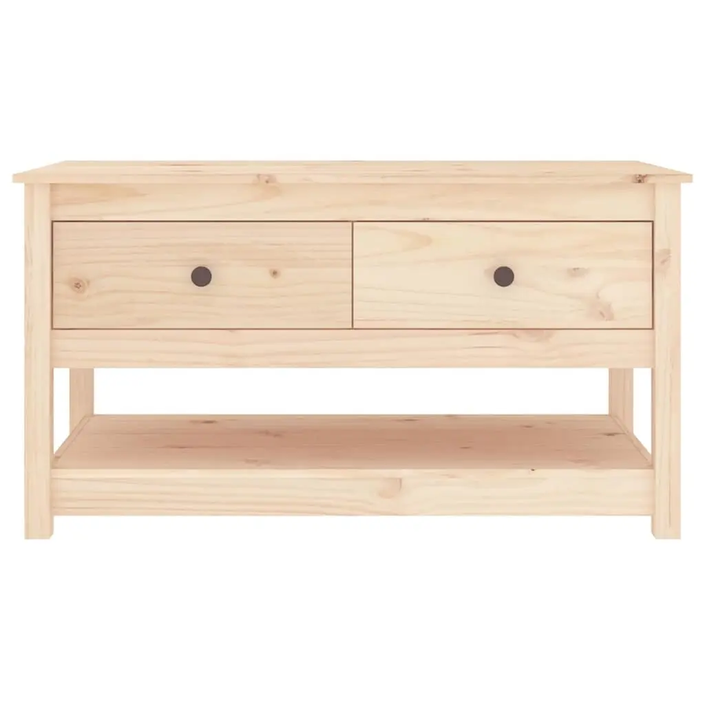 Coffee Table Solid Pine Wood Brown 102x49x55cm with Storage Drawers Open Shelf