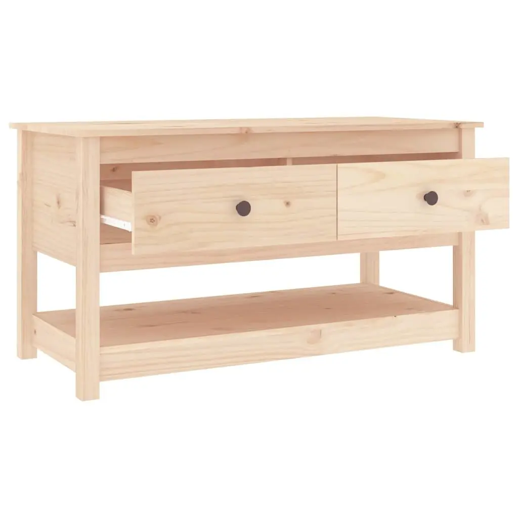Coffee Table Solid Pine Wood Brown 102x49x55cm with Storage Drawers Open Shelf