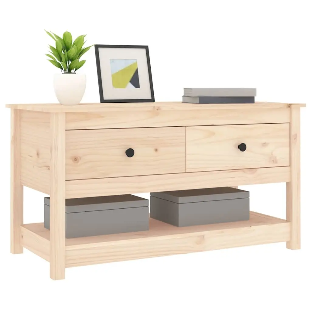 Coffee Table Solid Pine Wood Brown 102x49x55cm with Storage Drawers Open Shelf