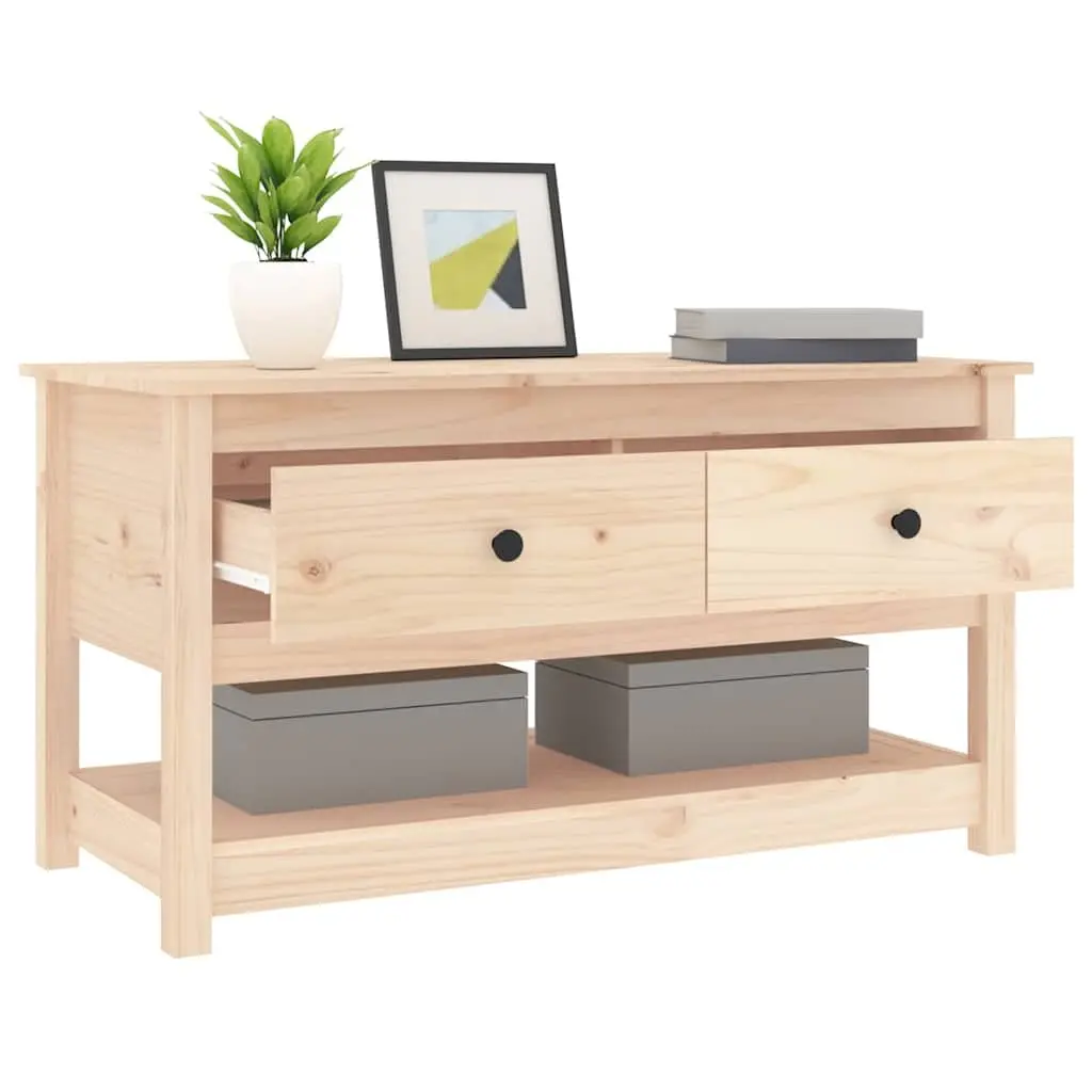 Coffee Table Solid Pine Wood Brown 102x49x55cm with Storage Drawers Open Shelf