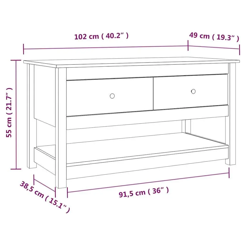 Coffee Table Solid Pine Wood Brown 102x49x55cm with Storage Drawers Open Shelf