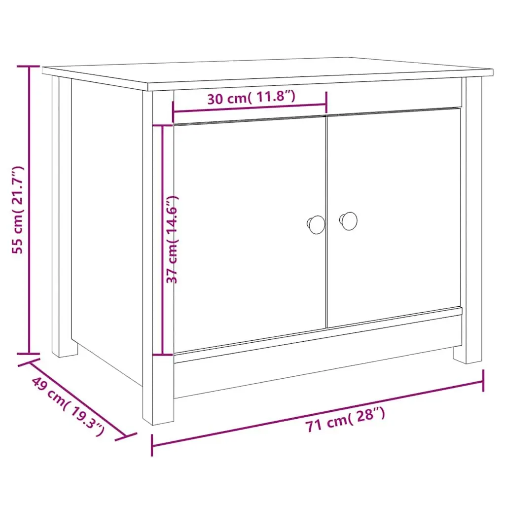 Coffee Table 71x49x55cm Solid Pine Wood Storage Compartments Brown Accent