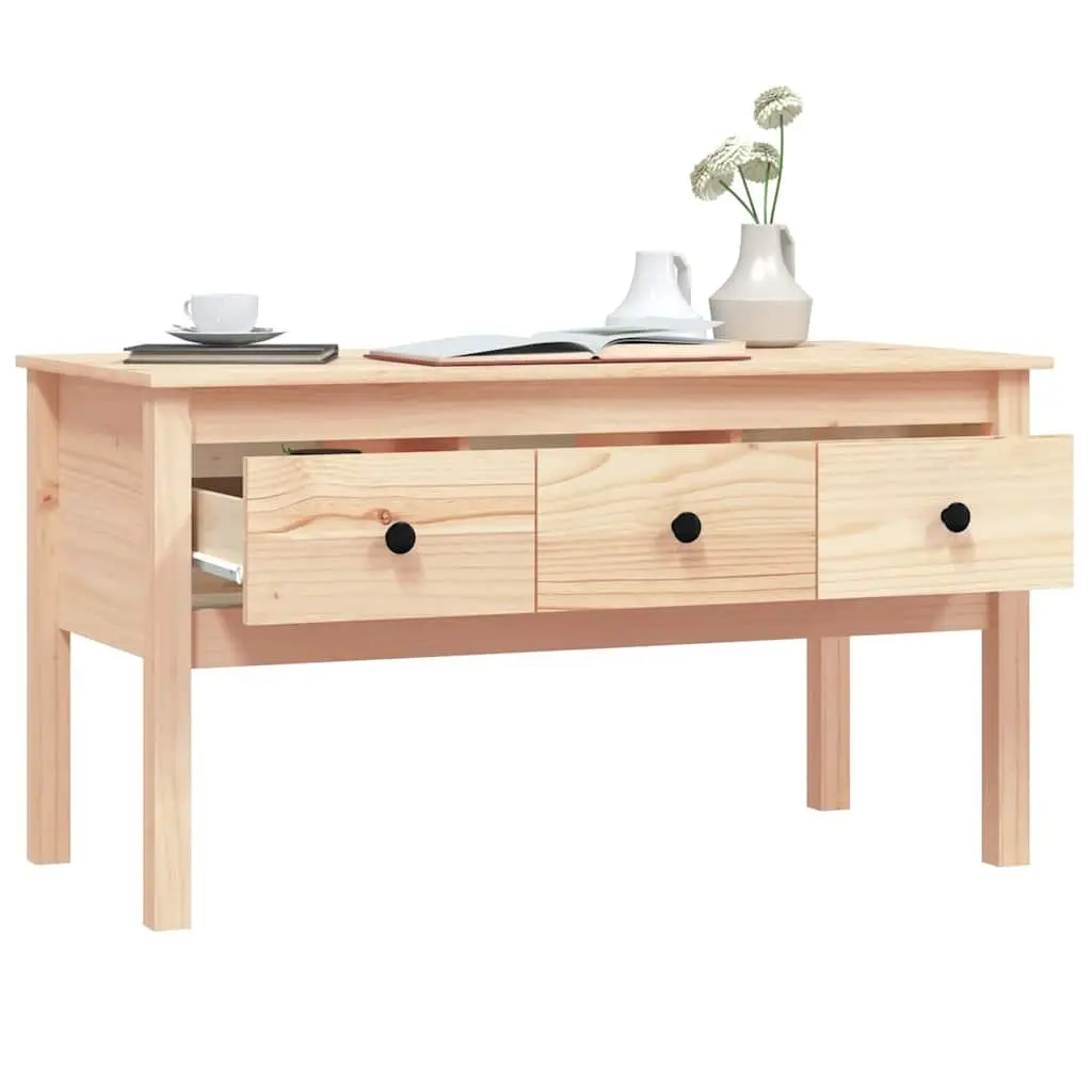 Solid Wood Pine Coffee Table 102x49x55cm Brown Storage Drawers Accent Furniture