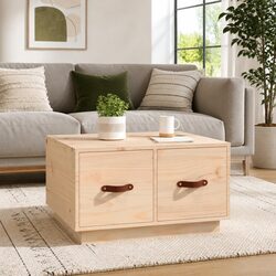 Coffee Table 60x53x35 cm Brown Solid Pine Wood Living Room Furniture with 2