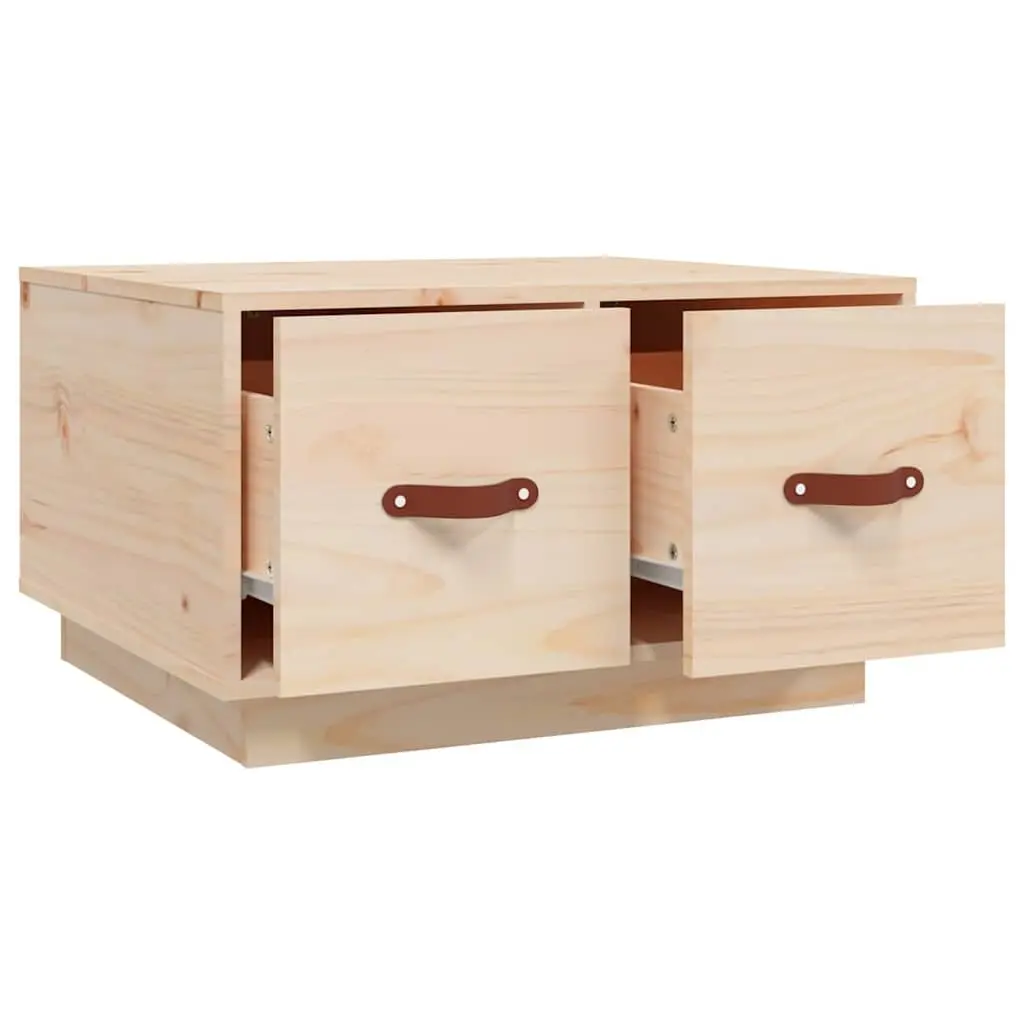 Coffee Table Solid Pine Wood Brown 60x53x35 cm with 2 Drawers for Living Room Storage