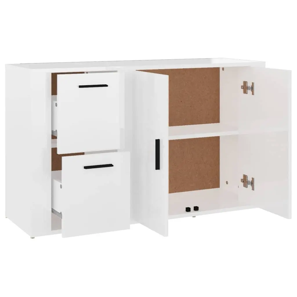 Sideboard Engineered Wood High Gloss White Storage Cabinet 100 x 33 x 59.5 cm