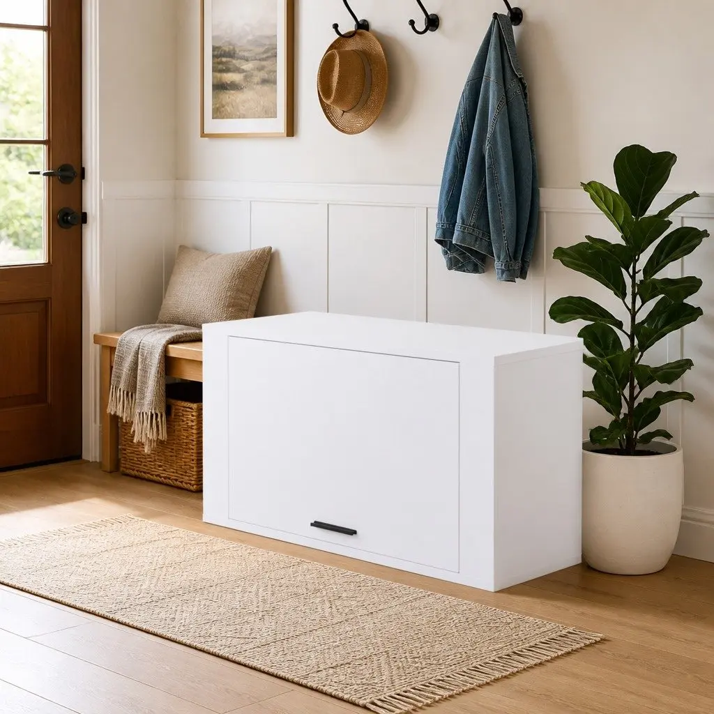 Shoe Cabinet Wall-Mounted Engineered Wood White 70x35x38cm Organiser