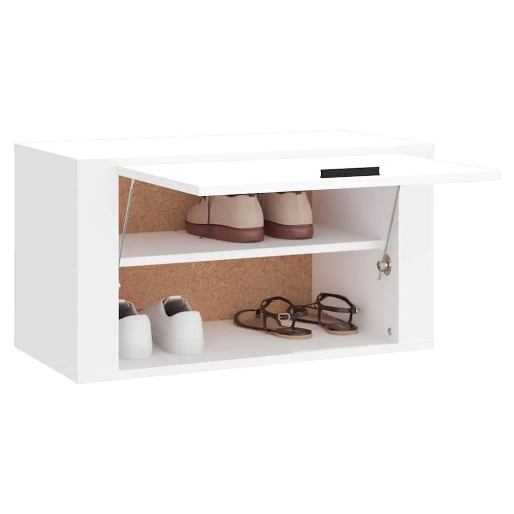 Shoe Cabinet Wall-Mounted Engineered Wood White 70x35x38cm Organiser