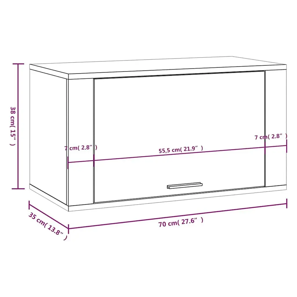 Wall-Mounted Shoe Cabinet White Gloss Storage Organiser 70x35x38cm Engineered