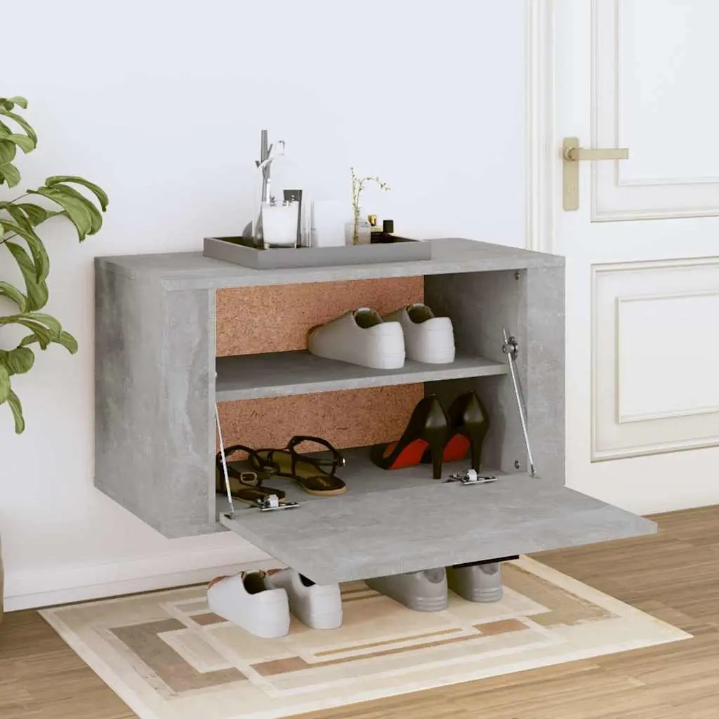Shoe Cabinet Engineered Wood Wall-mounted 70x35x38cm Grey
