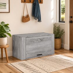 Wall-mounted Shoe Cabinet Grey Storage Organiser Rack Wooden Compact