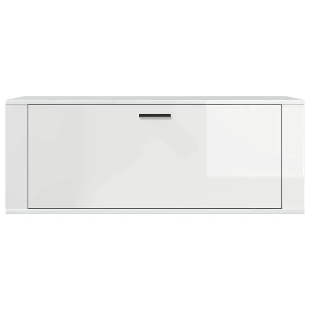 Wall Mounted Shoe Cabinet Engineered Wood 100x35x38 cm White High Gloss