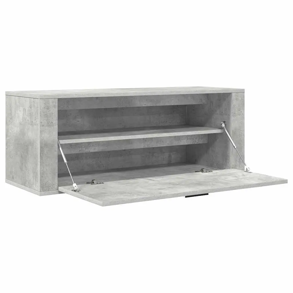 Wall Shoe Cabinet Engineered Wood 100 x 35 x 38 cm Grey Compact Storage Organiser Drop-Down Door