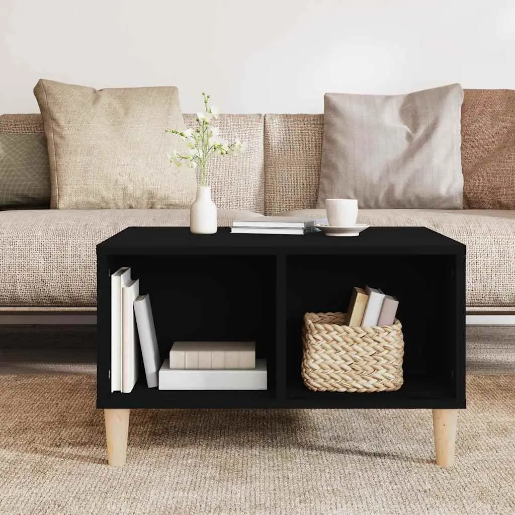 Coffee Table Engineered Wood Black Scandinavian Style 60L x 50W x 36.5H cm