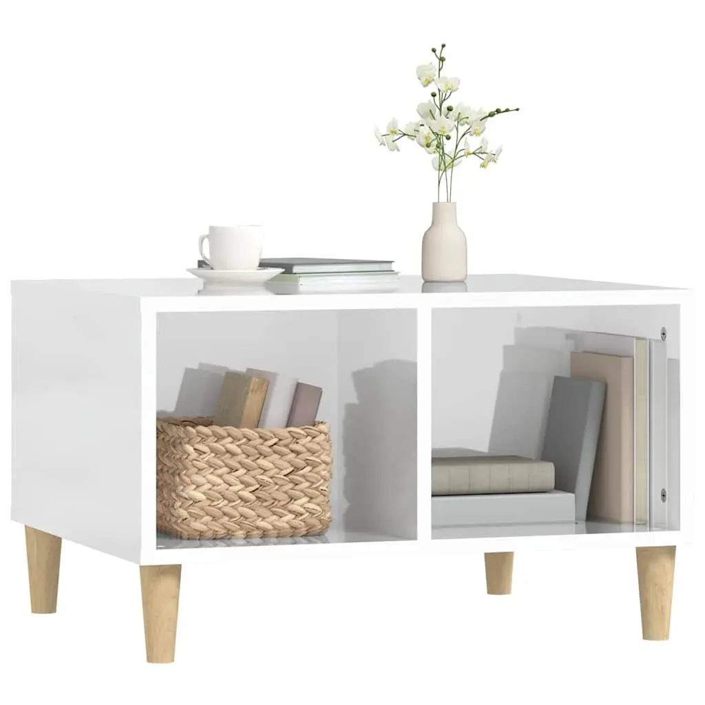 Coffee Table Engineered Wood High Gloss 60x50x36.5 cm White