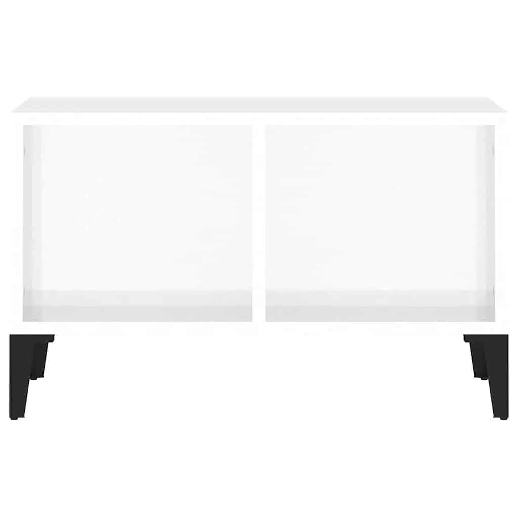Coffee Table Engineered Wood High Gloss White 60x50x36.5 cm Open Storage Compartments