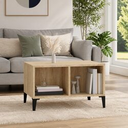 Coffee Table with Open Storage Compartments Brown Accent Side Table 60x50x36.5cm