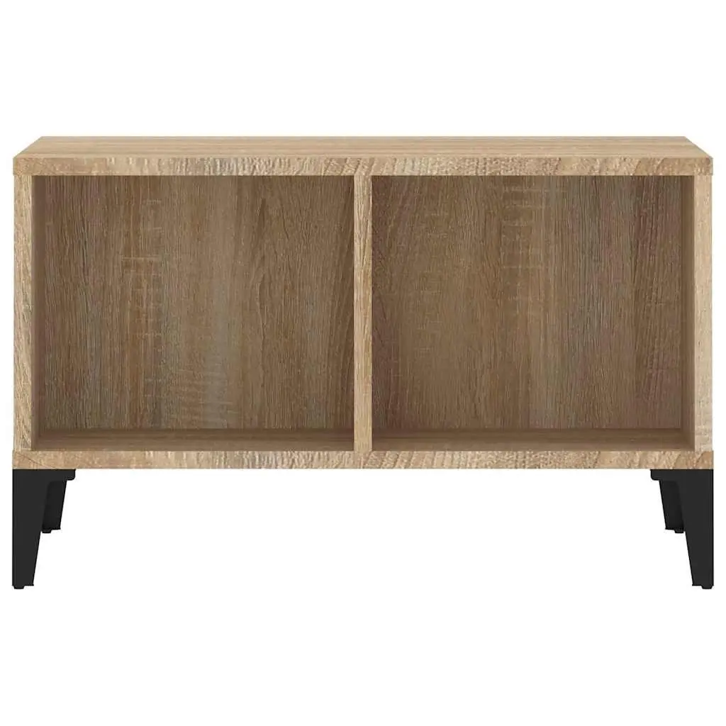 Coffee Table Engineered Wood Brown 60x50x36.5cm Open Storage Compartments with Metal Feet