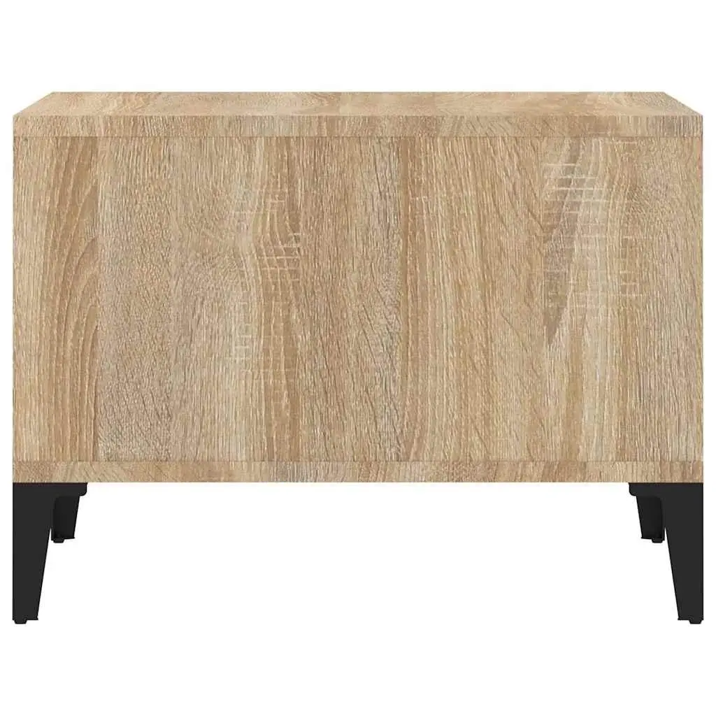 Coffee Table Engineered Wood Brown 60x50x36.5cm Open Storage Compartments with Metal Feet