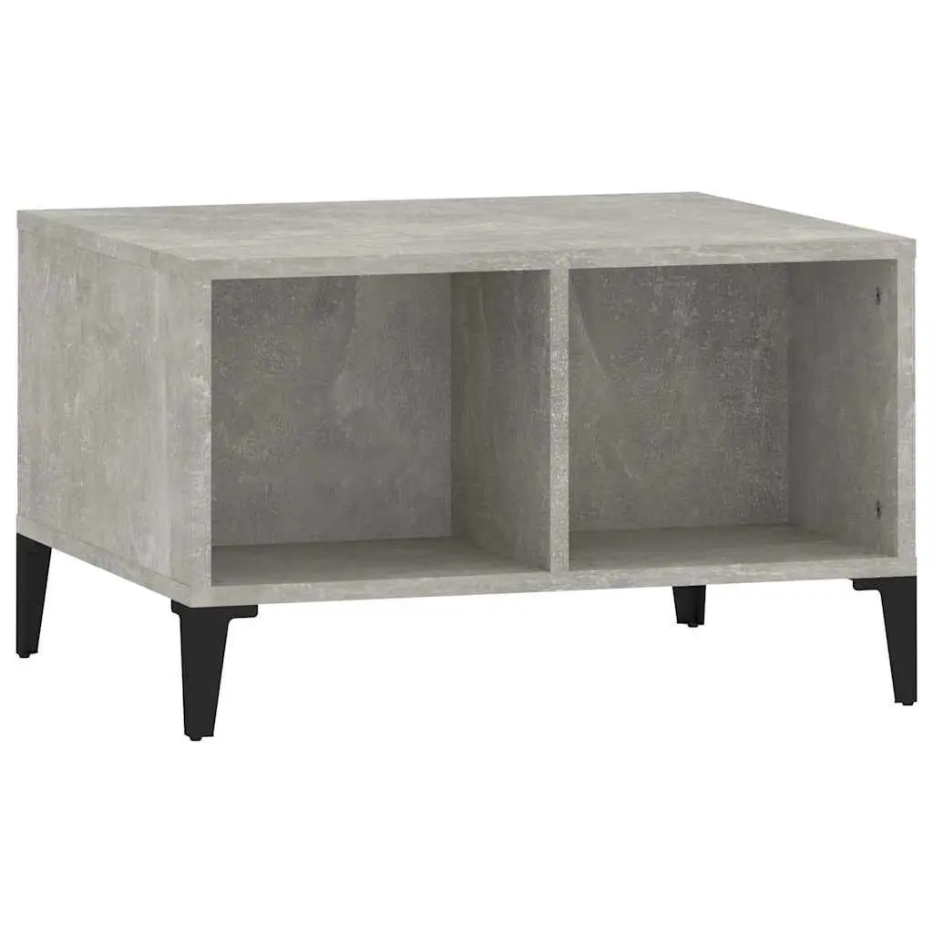 Coffee Table Engineered Wood Grey Industrial Style 60W x 50D x 36.5H cm Metal Feet