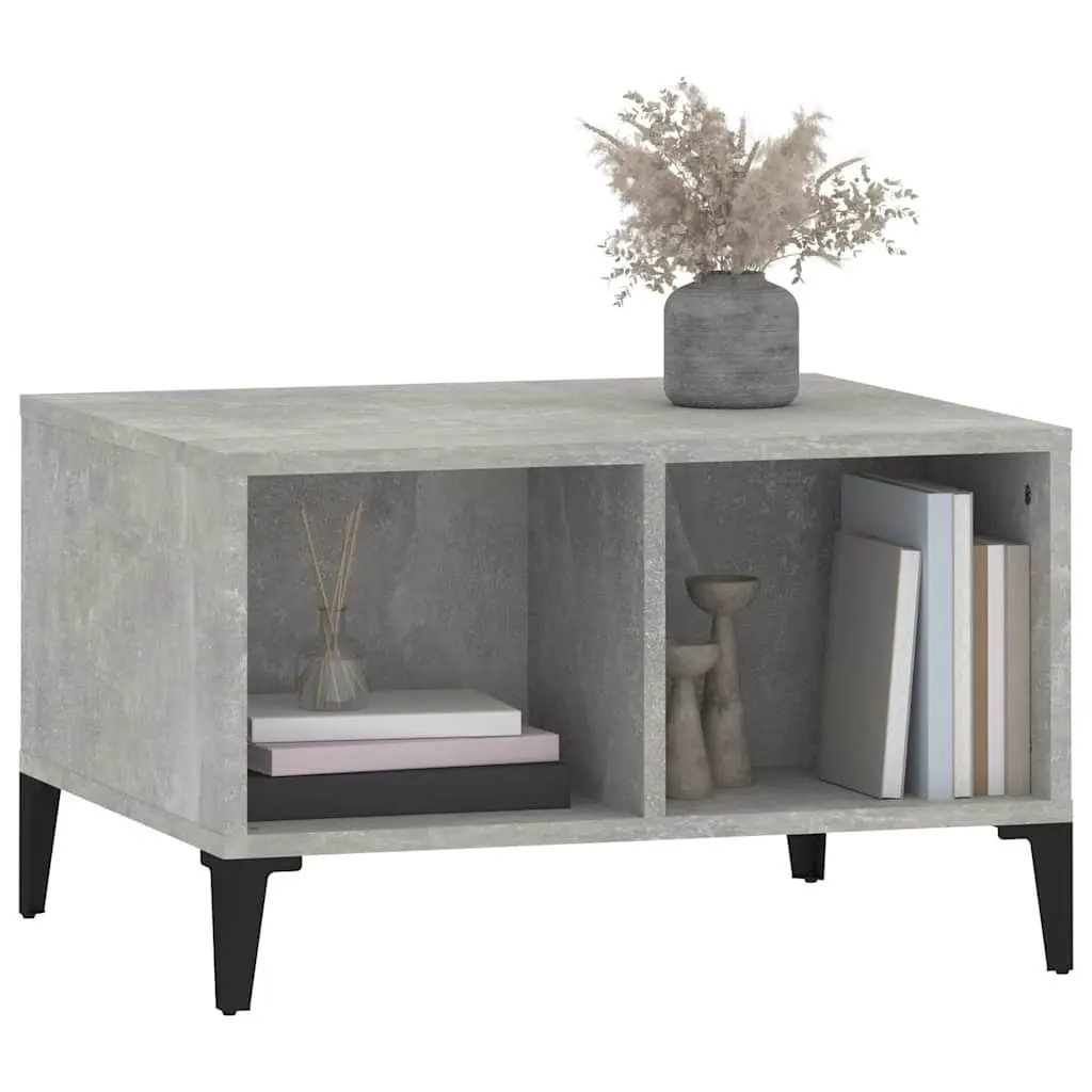 Coffee Table Engineered Wood Grey Industrial Style 60W x 50D x 36.5H cm Metal Feet