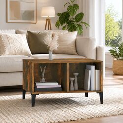 Coffee Table with Storage Compartments Industrial Style Brown Accent Furniture
