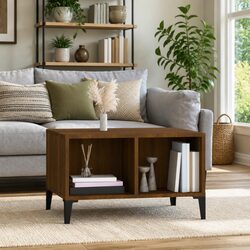 Coffee Table Brown Oak 60x50x36.5cm Engineered Wood with Open Storage