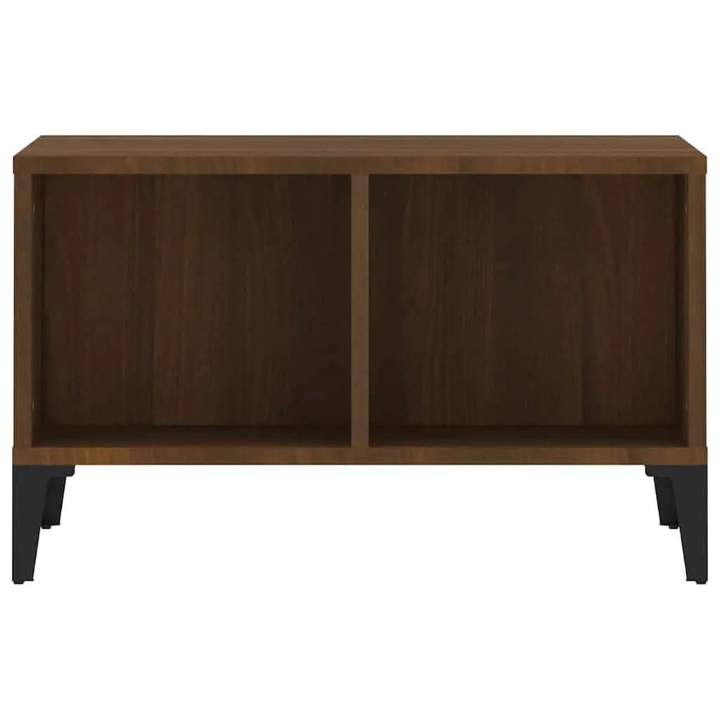 Coffee Table Engineered Wood Brown Oak 60x50x36.5cm with Open Storage Compartments
