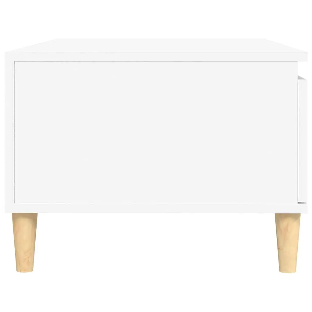 Coffee Table Engineered Wood 90 x 50 x 36.5 cm White Scandinavian Style with Storage Drawer and Open Compartment