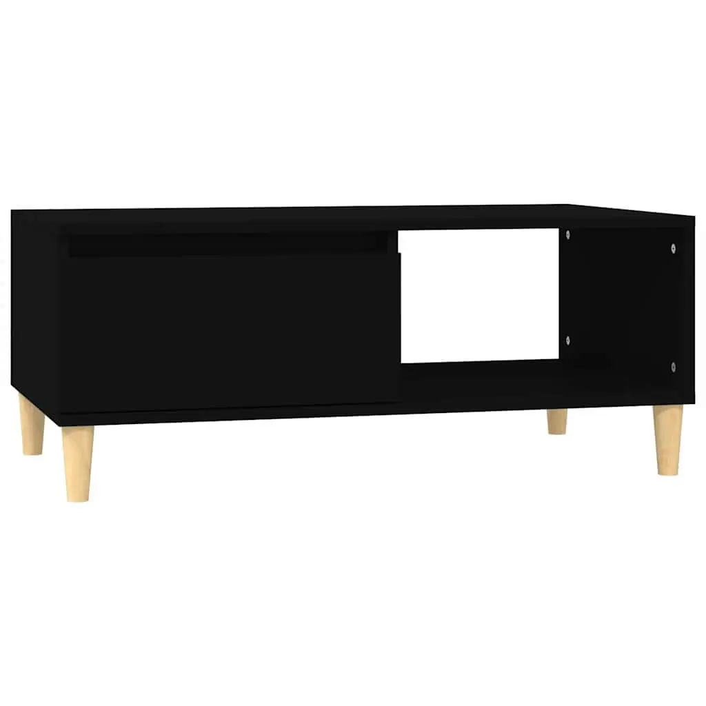 Coffee Table Engineered Wood 90 x 50 x 36.5 cm Black Scandinavian Style with Storage Drawer and Open Compartment