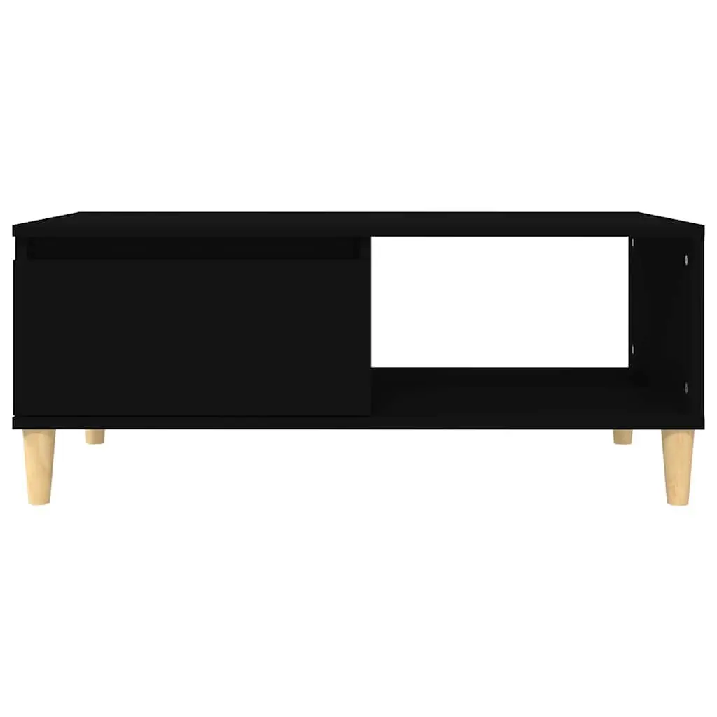 Coffee Table Engineered Wood 90 x 50 x 36.5 cm Black Scandinavian Style with Storage Drawer and Open Compartment