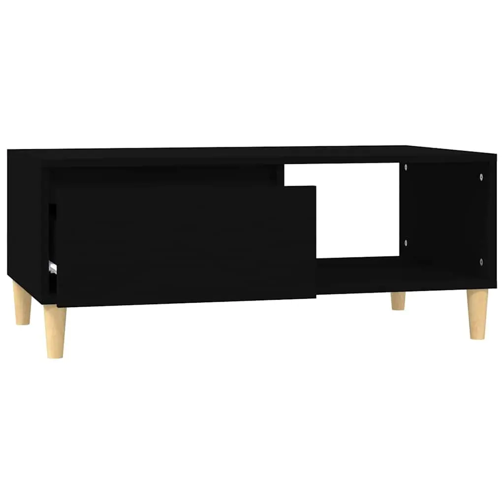 Coffee Table Engineered Wood 90 x 50 x 36.5 cm Black Scandinavian Style with Storage Drawer and Open Compartment
