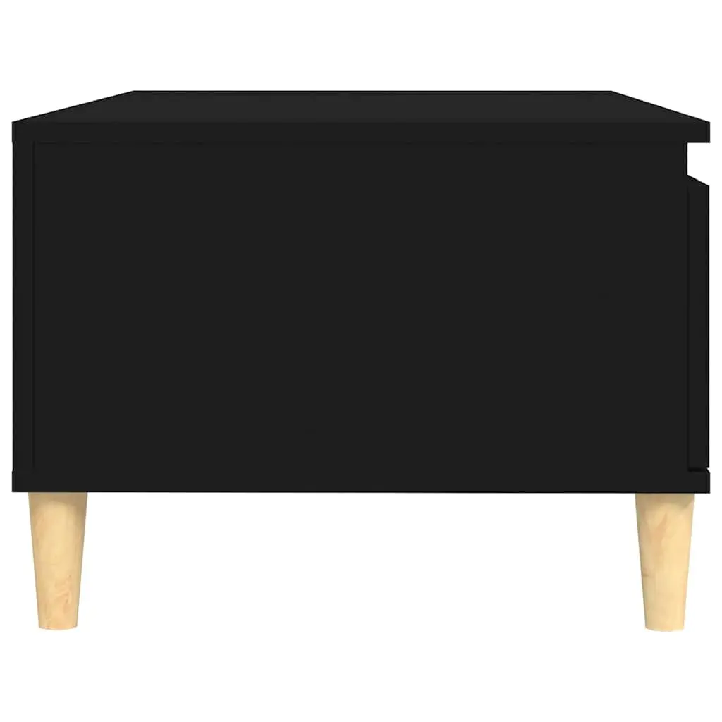 Coffee Table Engineered Wood 90 x 50 x 36.5 cm Black Scandinavian Style with Storage Drawer and Open Compartment