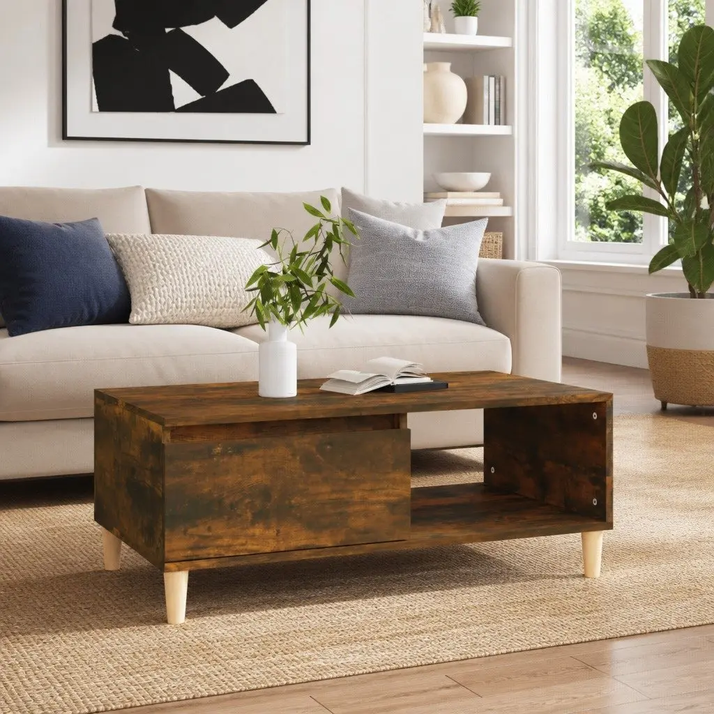 Coffee Table Engineered Wood 90x50x36.5cm Smoked Oak