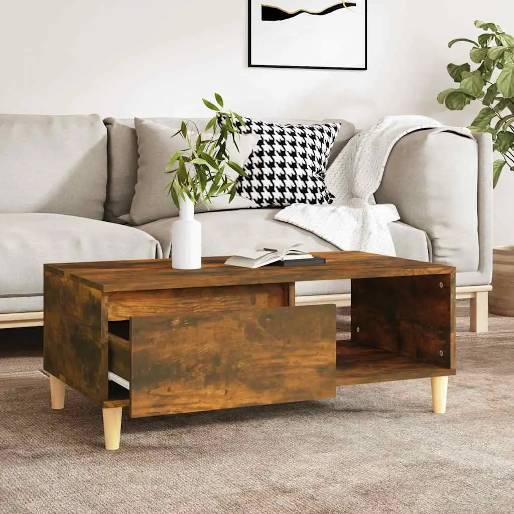 Coffee Table Engineered Wood 90x50x36.5cm Smoked Oak