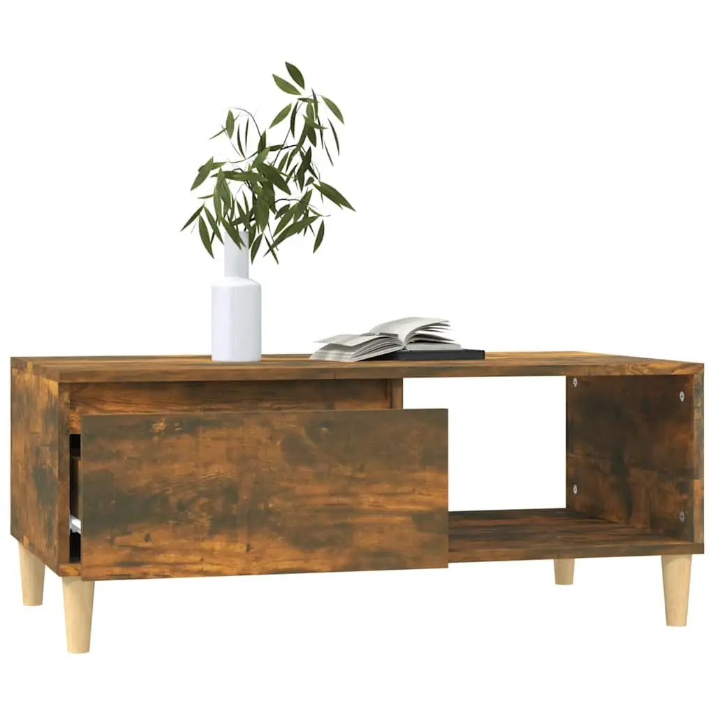 Coffee Table Engineered Wood 90x50x36.5cm Smoked Oak